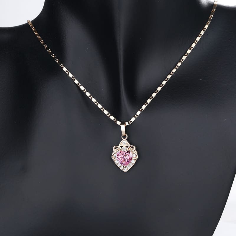 Heart Pendant Necklace Set Jewelry pink necklace