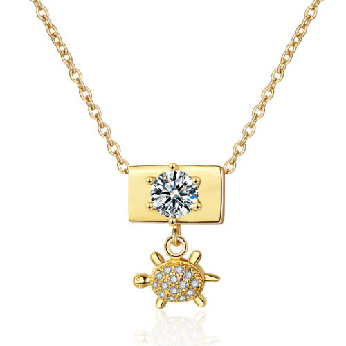 Necklace Trends 2022| Custom Jewelry Necklace Turtle Pendant Provedores De Oro Laminado| 18k Gold Plated AAA Cubic Zirconia Brass Cooper