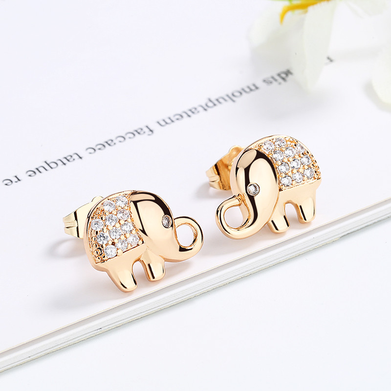 Zirconias Elephant Stud Earring