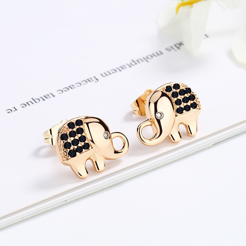 Zirconias Elephant Stud Earring black