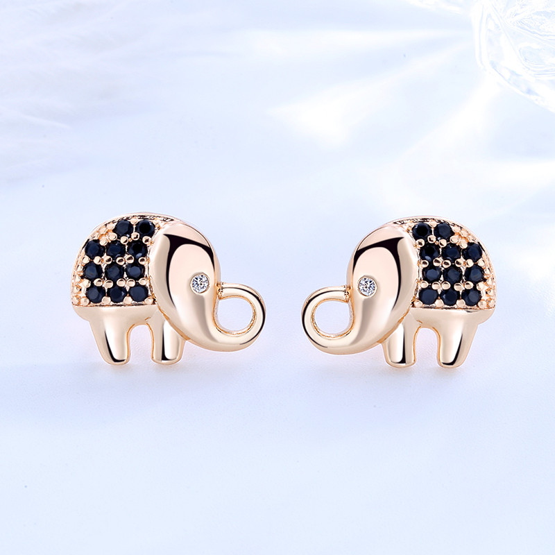 Zirconias Elephant Stud Earring black 2