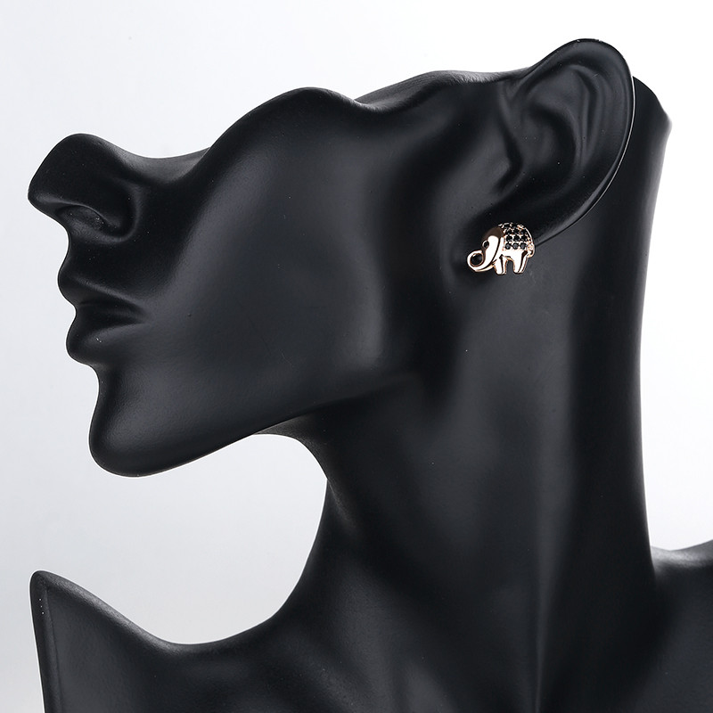 Zirconias Elephant Stud Earring black wearing