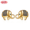 Espárragos de latón chapados en oro de 18 quilates personalizados | Elefante colorido Joyas Zirconuias Mini Stud Earring| Productor de joyería de moda para mujer
