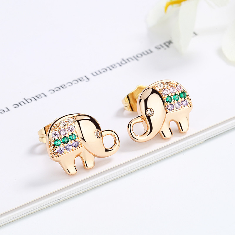 Zirconias Elephant Stud Earring multi