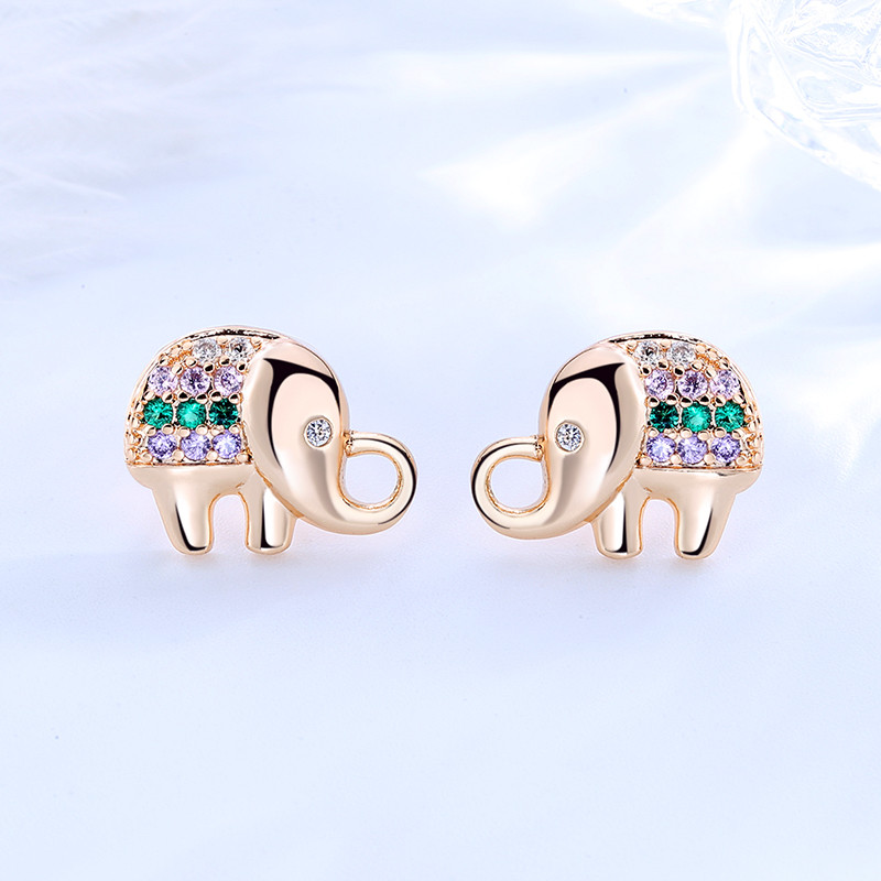 Zirconias Elephant Stud Earring multi