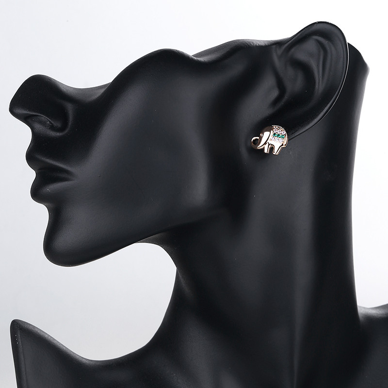 Zirconias Elephant Stud Earring multi wearing