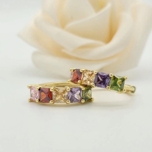 Custom Clip Earring Without Piercing| Colorful Cubic Zirconia Beauty Women's Jewelry | 18k Gold Plated Brass Resin Earrings Wholesale
