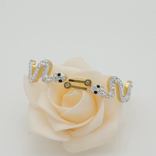 Accesories Stainless Steel Women Bangles Wholesale| Joyas De Mujer Cubic Zirconia Flower Butterfly Heart Snake Design Bracelet| 18k 14k Gold Plated Jewelry