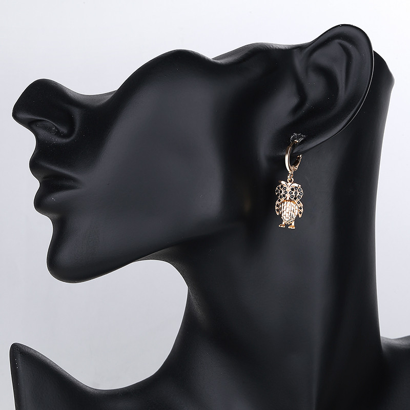 Owl Pendant Necklace Set Jewelry black earring