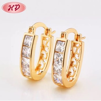 Jhumka Diamond Rose Gold White Crystal high quality fashion jewelry Costume Huggies  Earrings