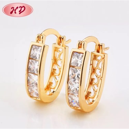 Jhumka Diamond Rose Gold White Crystal high quality fashion jewelry Costume Huggies  Earrings