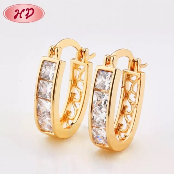 Jhumka Diamant Roségold Weiß Kristall hochwertiger Modeschmuck Kostüm Huggies Ohrringe