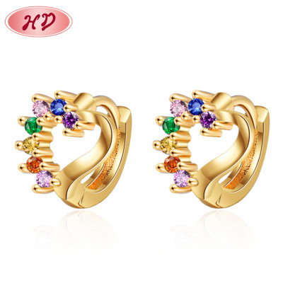 Wholesale Multiple Vintage Lacie | Pearl Enamel Heart-Shaped Women Huggies Earrings | Fashion Copper Zircon 18K Gold Earrings