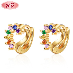 Wholesale Multiple Vintage Lacie | Pearl Enamel Heart-Shaped Women Huggies Earrings | Fashion Copper Zircon 18K Gold Earrings