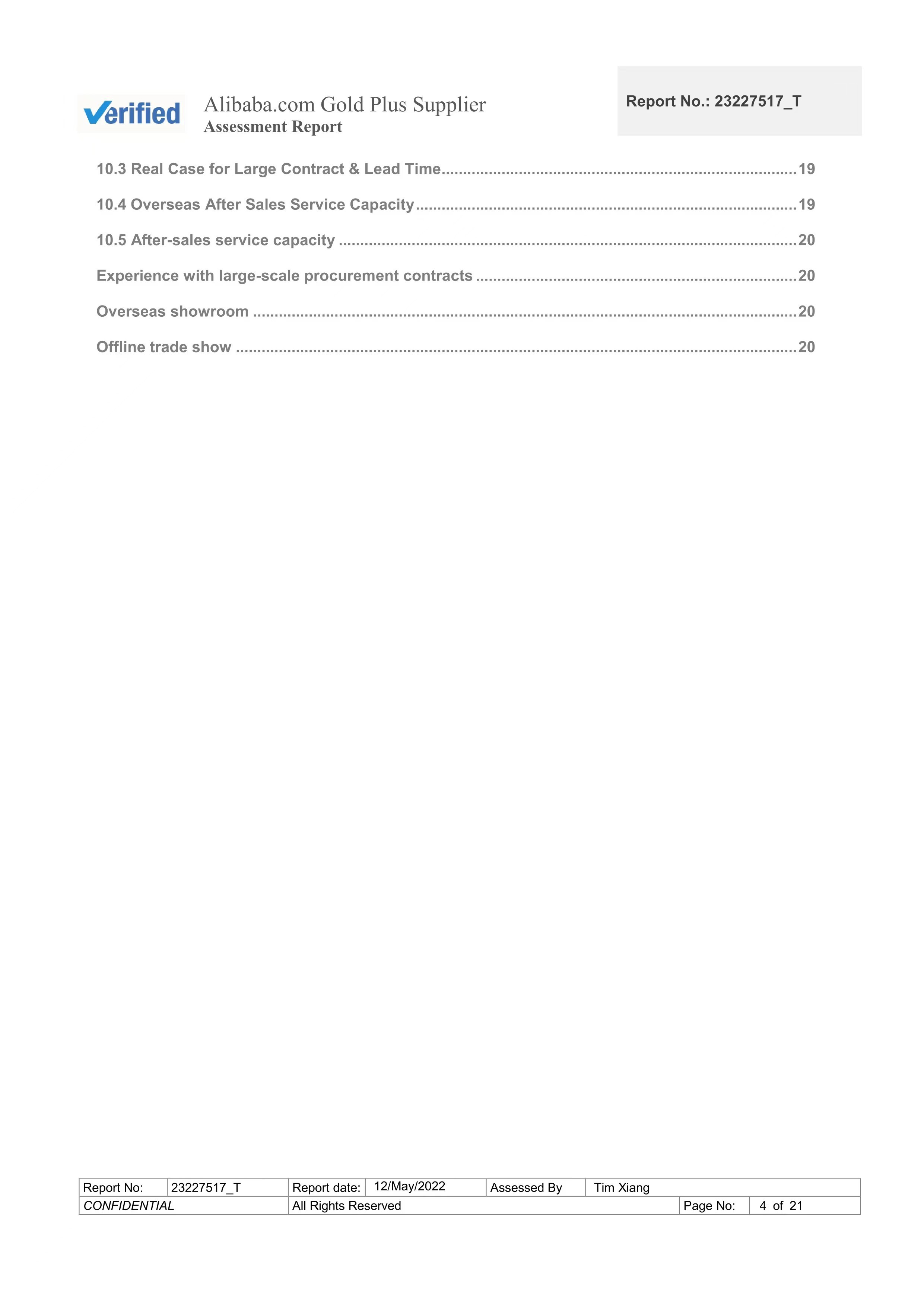 Supplier Assessment Report