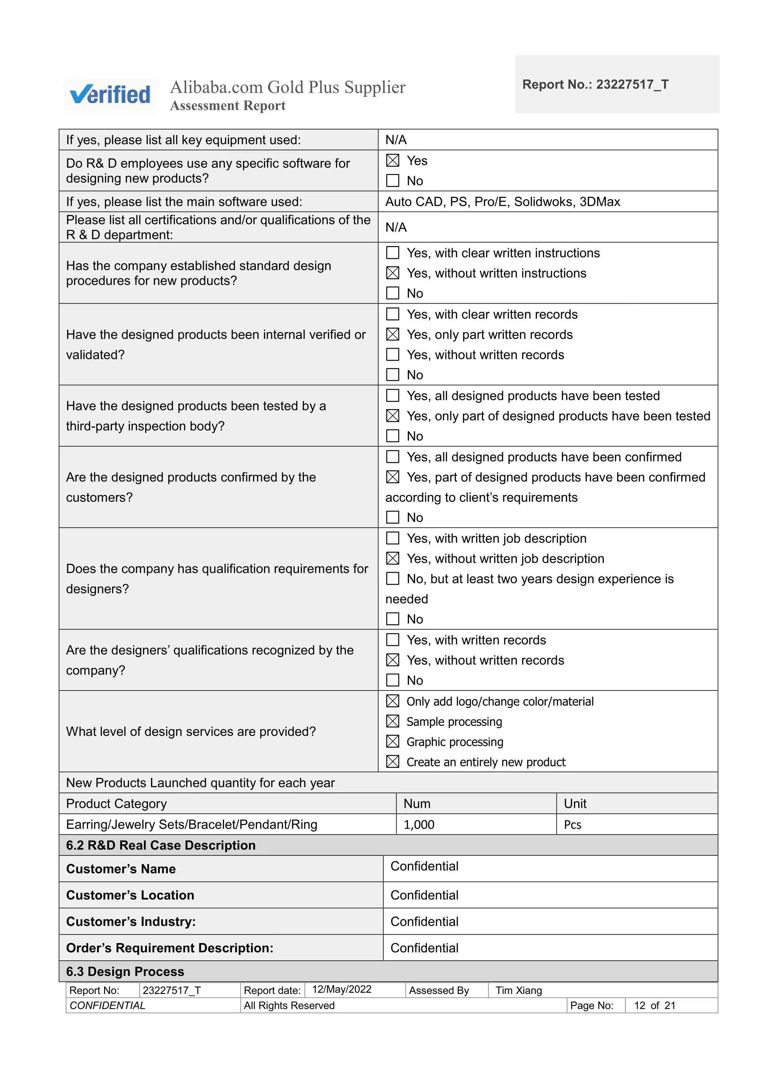 Supplier Assessment Report