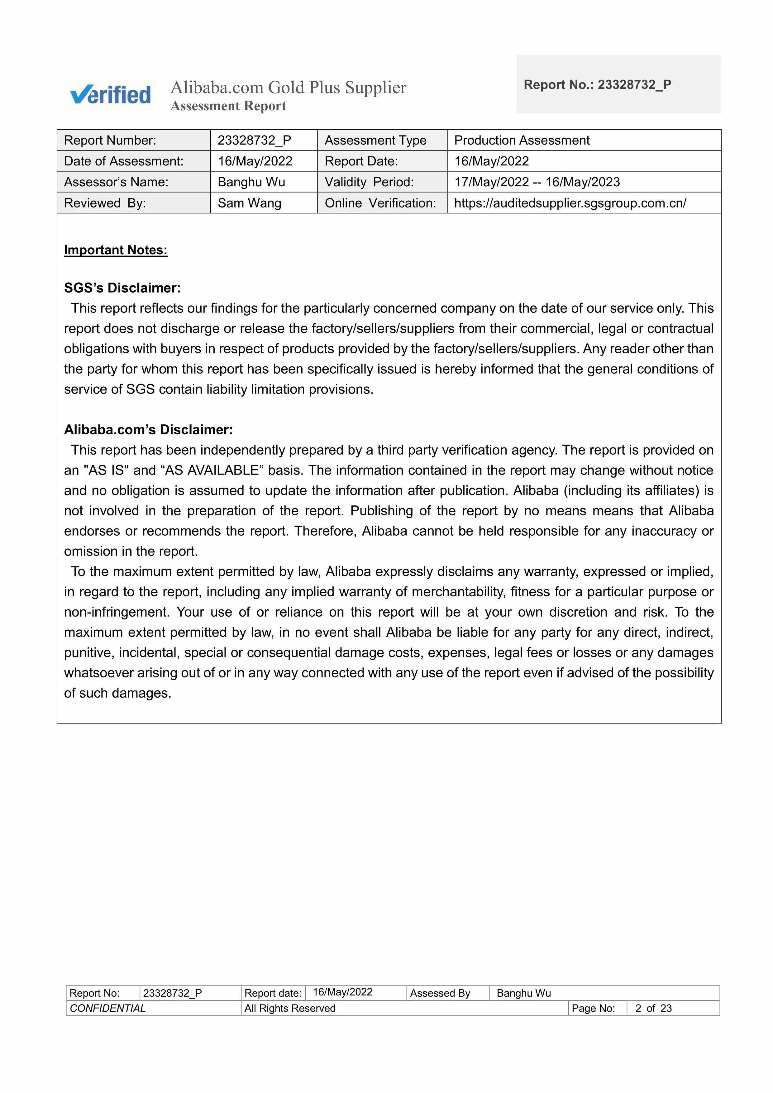 Factory Assessment Report