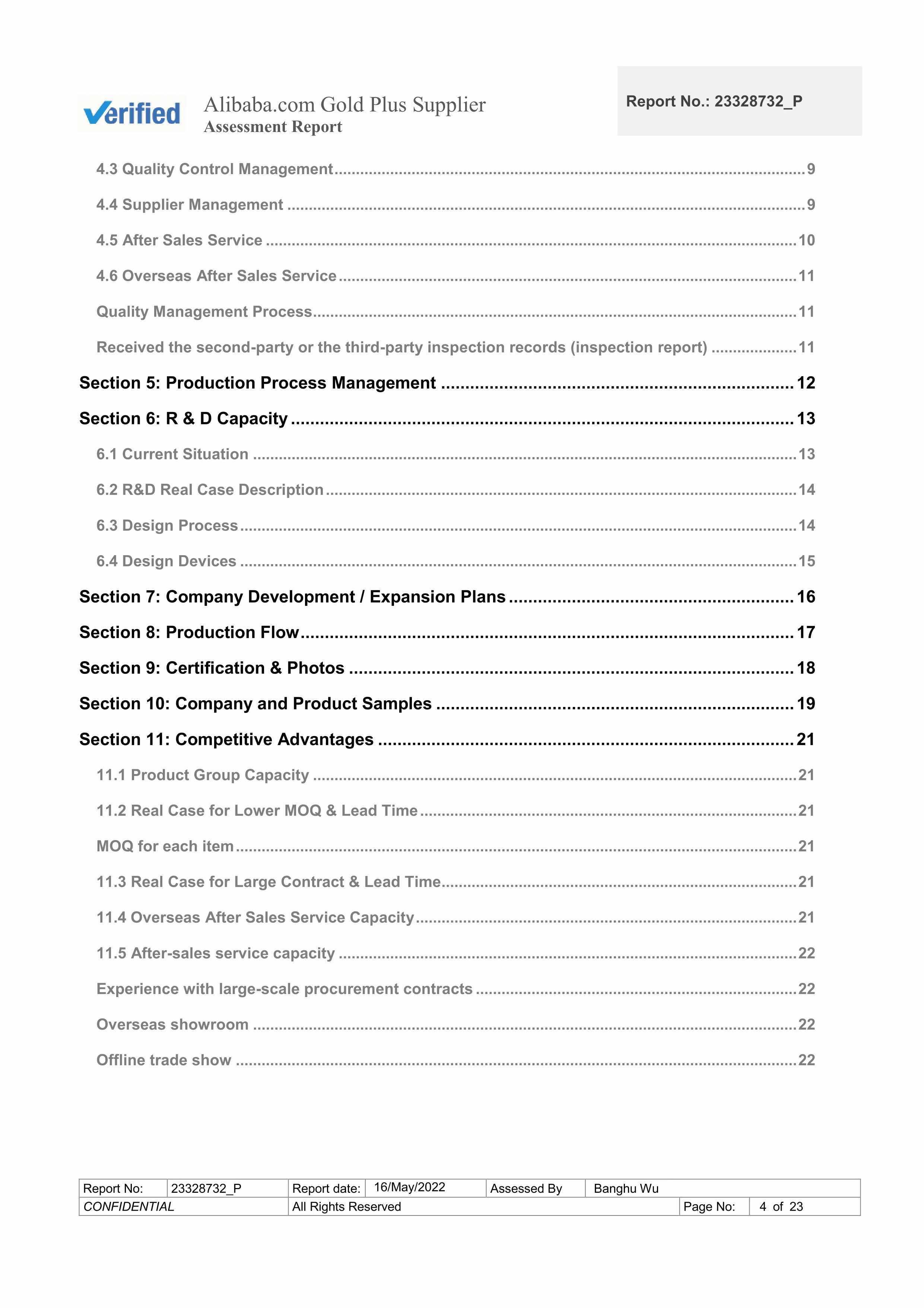 Factory Assessment Report