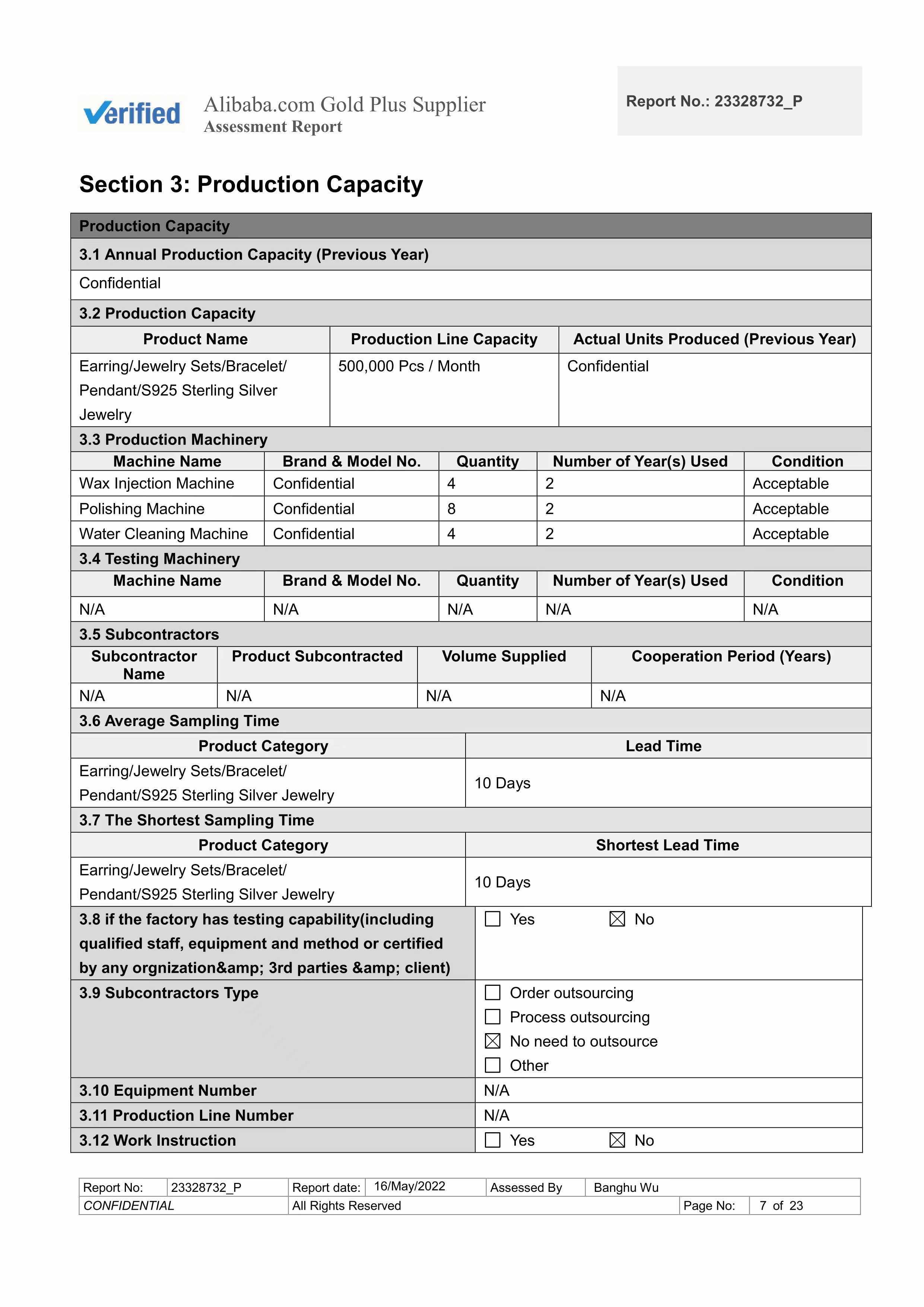 Factory Assessment Report