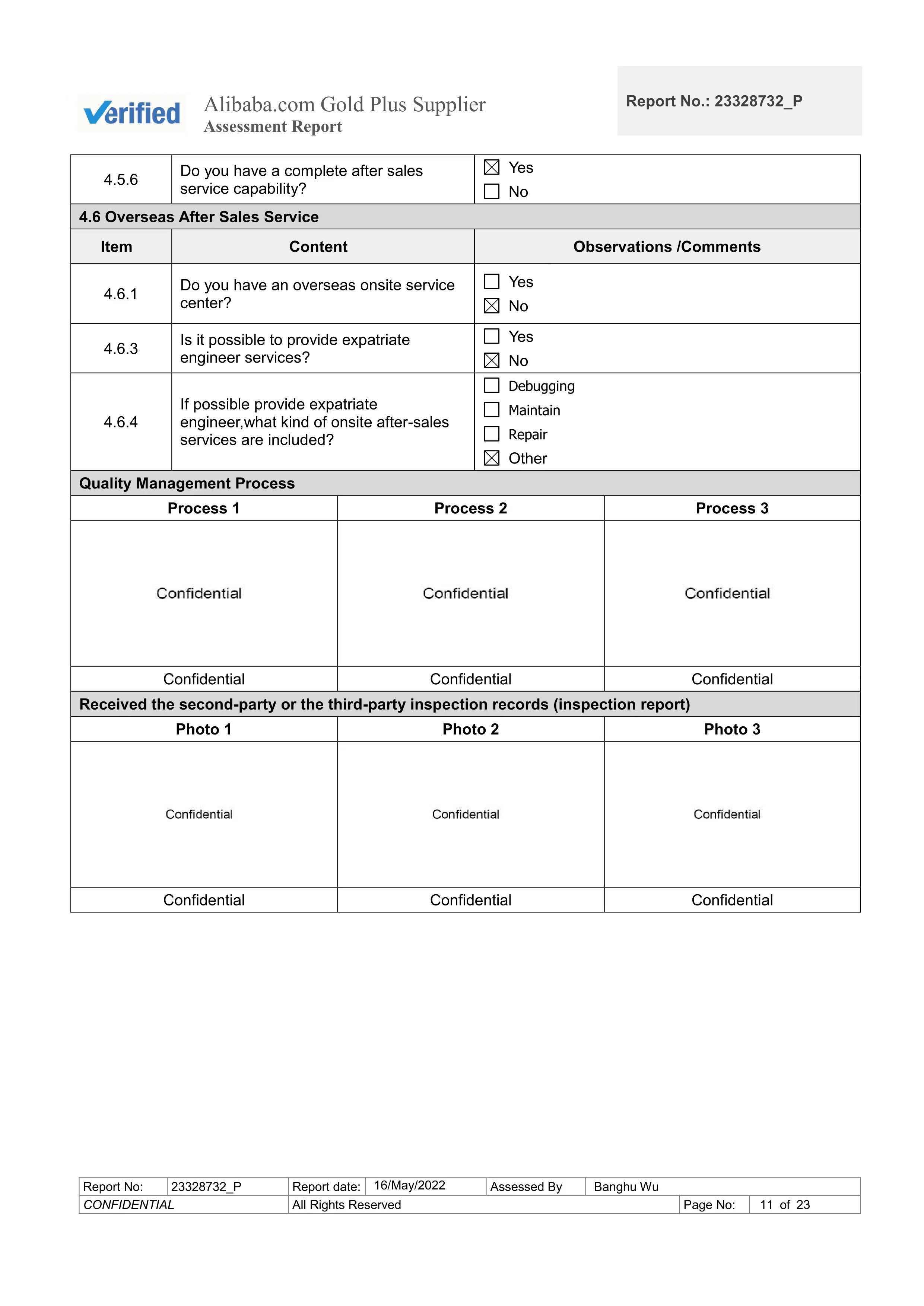 Factory Assessment Report