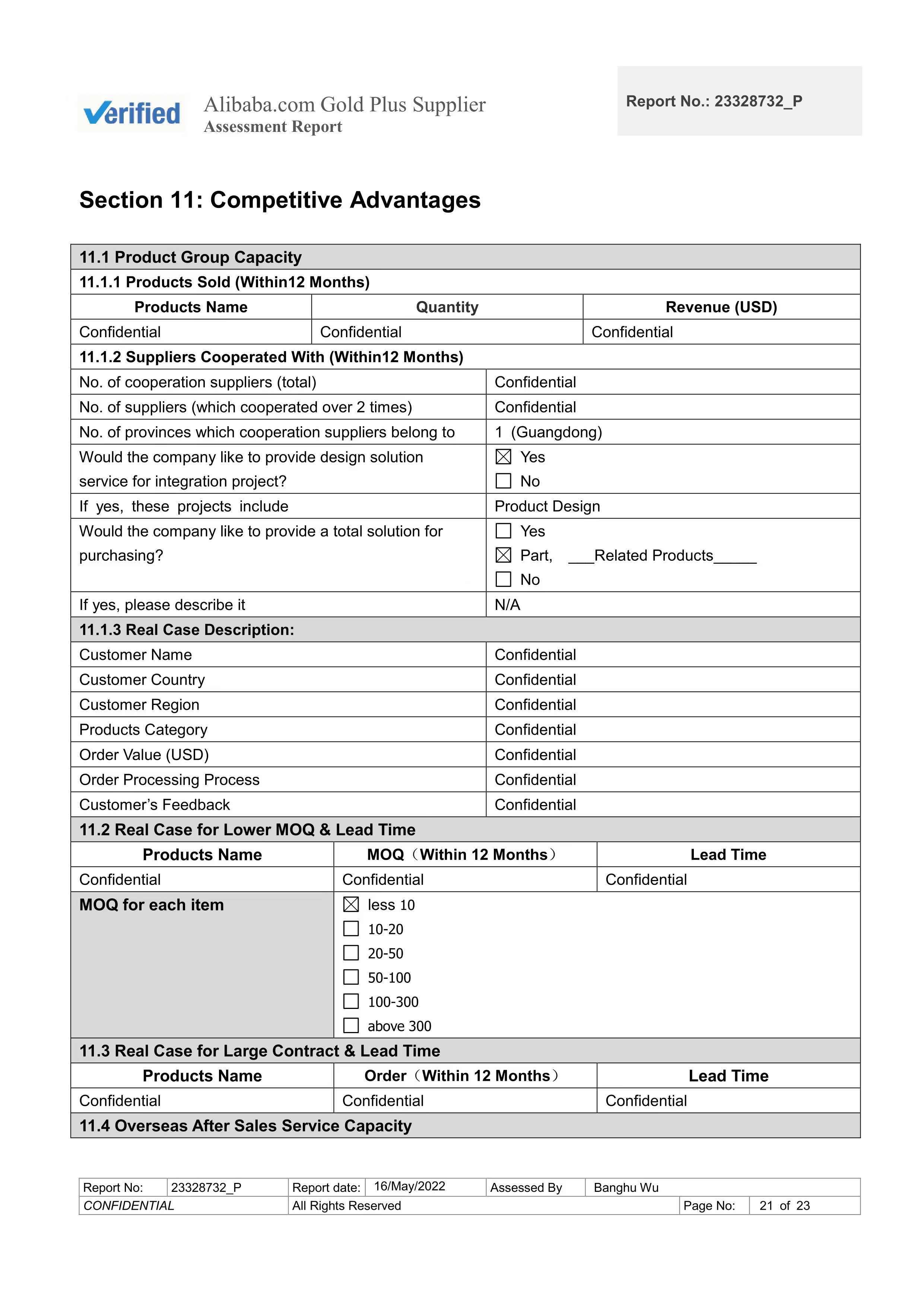 Factory Assessment Report