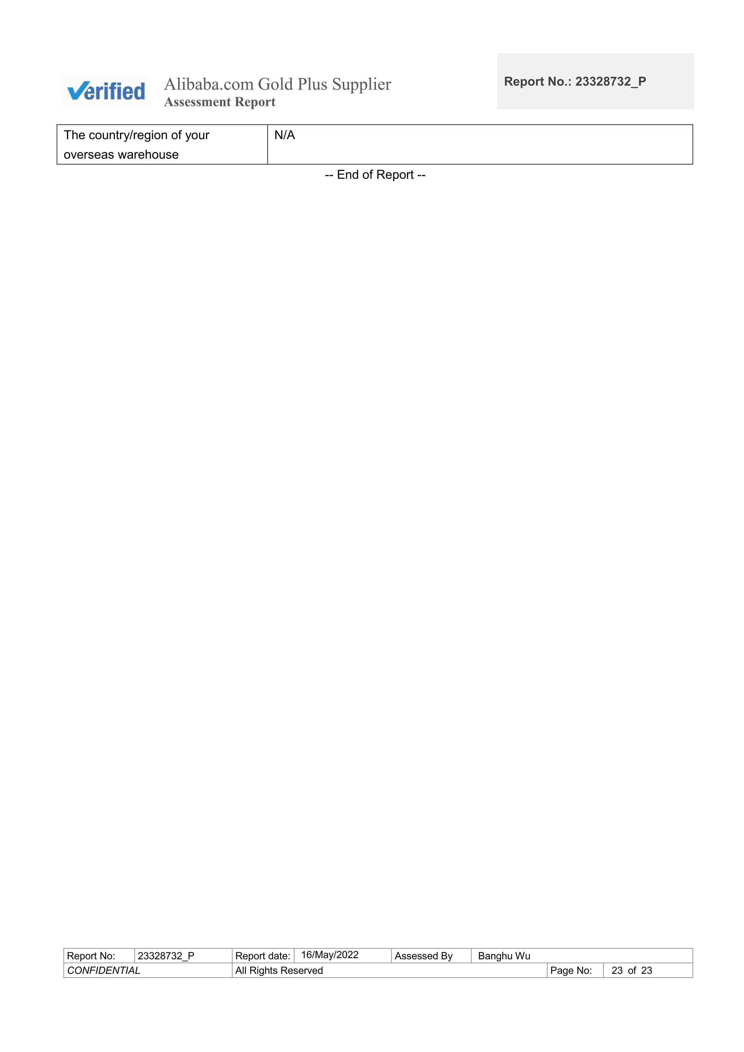 Factory Assessment Report