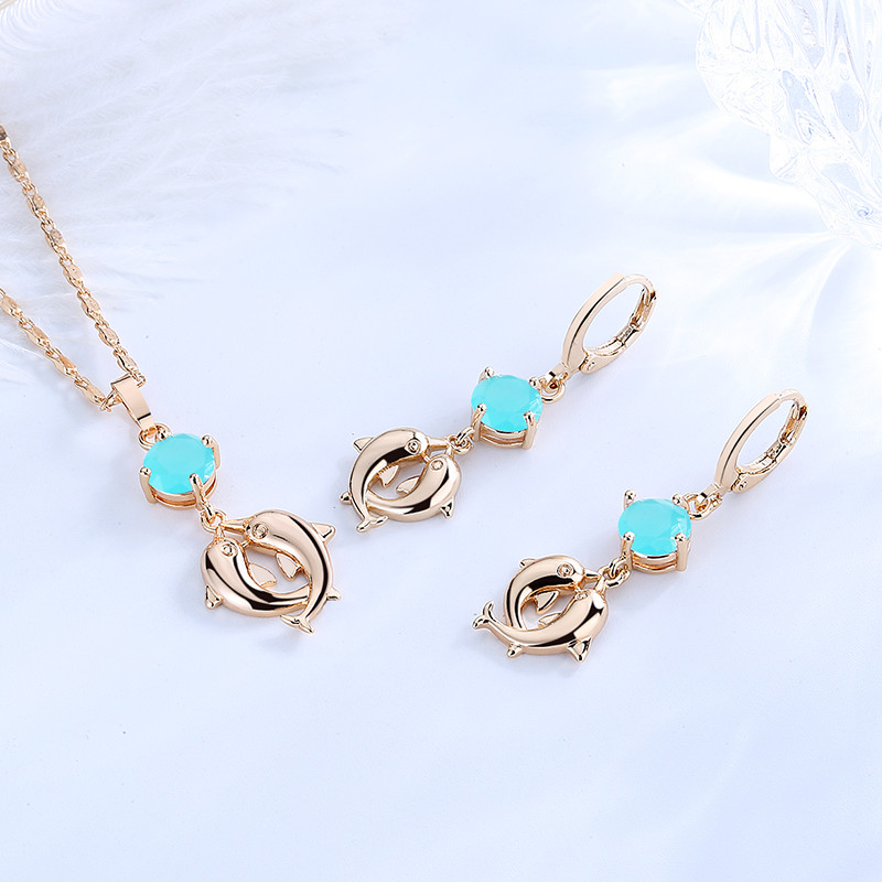 Luxury Double Dolphin Jewelry Set