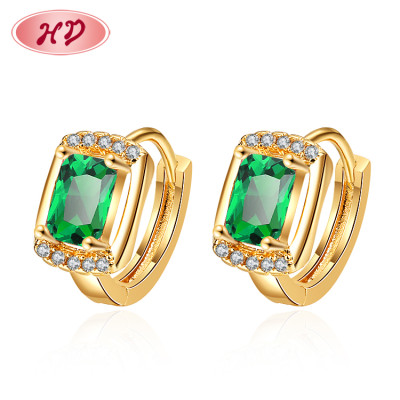 Luxury Emeralds Zirconia | Stainless Steel 18K Gold Plated |  Fashion Jewelry Earrings | Diamond Hoops Earring For Women