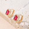 Esmeraldas de lujo Zirconia | Acero inoxidable chapado en oro de 18 quilates | Pendientes de joyería de moda | Aros de diamantes pendientes para las mujeres