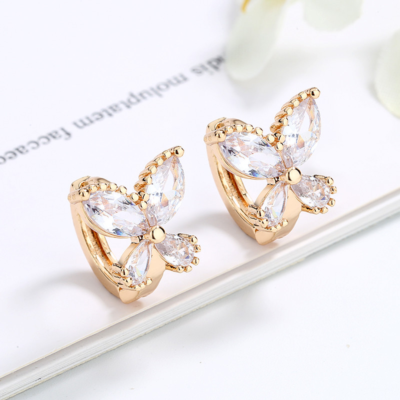 CZ Butterfly Zircon Huggie Earrings 