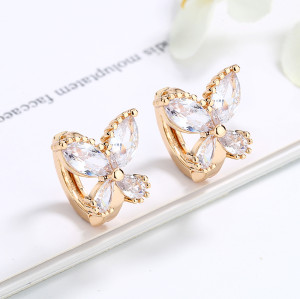 Hd Trend Wholesale | Colored Butterfly | 18K Gold Plated AAA Zircon Diamond | Fine Jewelry Earrings Stud Women Huggies Earring
