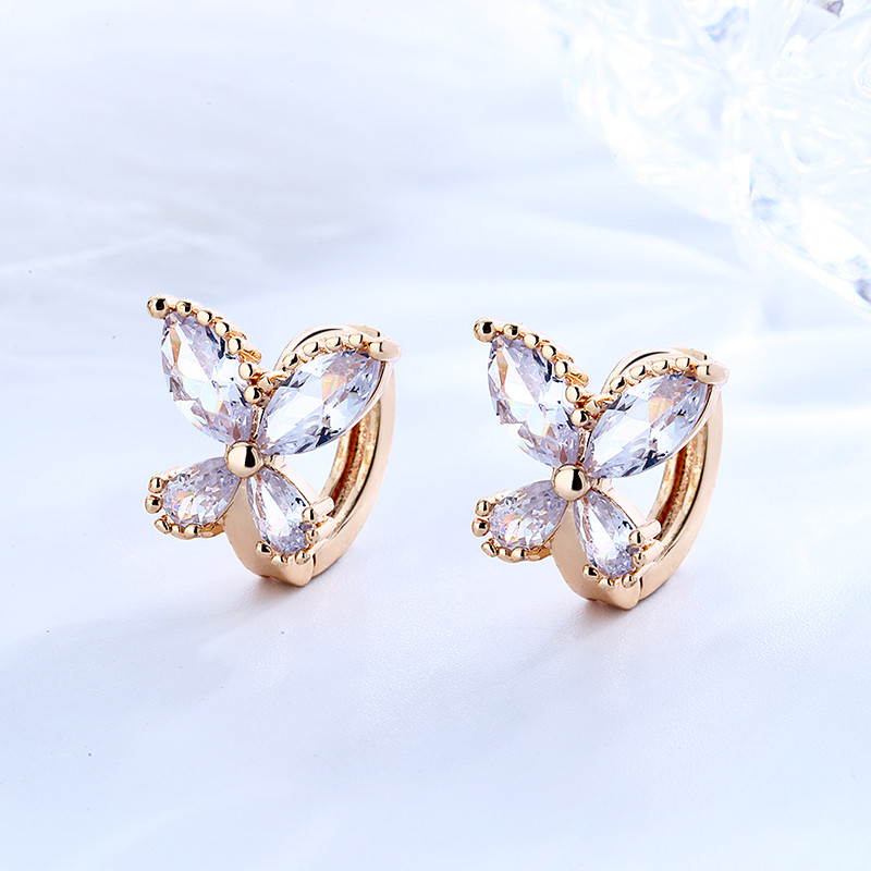 CZ Butterfly Zircon Huggie Earrings 