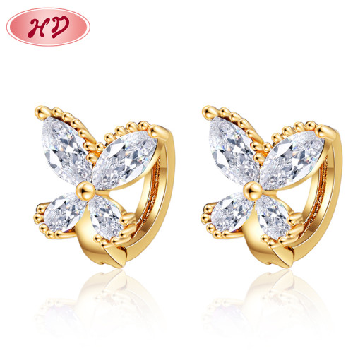 Hd Trend Wholesale | Colored Butterfly | 18K Gold Plated AAA Zircon Diamond | Fine Jewelry Earrings Stud Women Huggies Earring