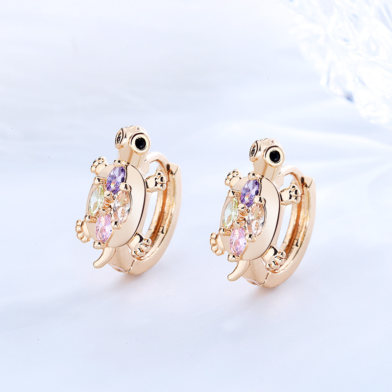 CZ Turtle Zircon Huggie Earrings 