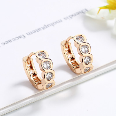 Fashion AAA zircon | 18K Gold Solid Filled Plated | Round Diamond Huggie Hoop Stud Jewelry | Women Earrings