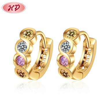 Fashion AAA zircon | 18K Gold Solid Filled Plated | Round Diamond Huggie Hoop Stud Jewelry | Women Earrings
