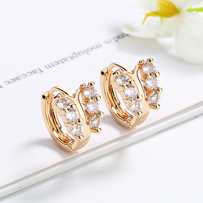 CZ Butterfly Zircon Huggie Earrings 