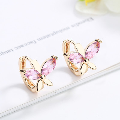 2023 Fashion Large Aaa Crystal Zircon | Butterfly Huggie Big Hoop Earrings |18K Gold Plated For Women