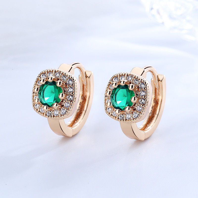 CZ Square Zircon Huggie Earrings 