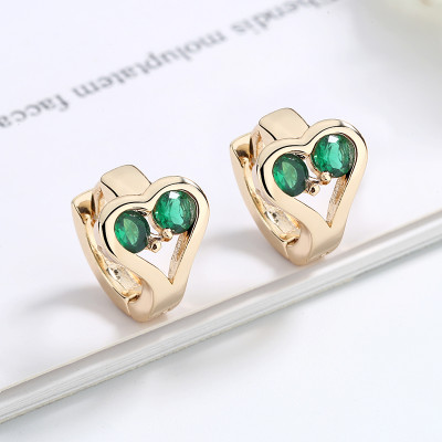 Wholesale Heart  Colored Zirconia | Hoop Earrings 18K Gold Plated | Women Earring Huggies For Girl