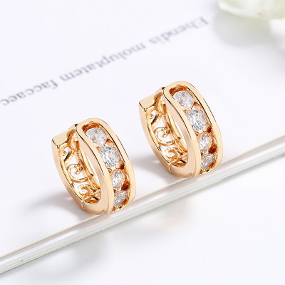 Custom | Circular Zircon 18K Gold Plated Jewelry | Hoops Huggies Earring Brass | Woman Earrings Bulk