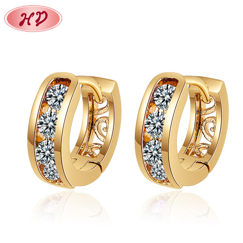 Custom | Circular Zircon 18K Gold Plated Jewelry | Hoops Huggies Earring Brass | Woman Earrings Bulk