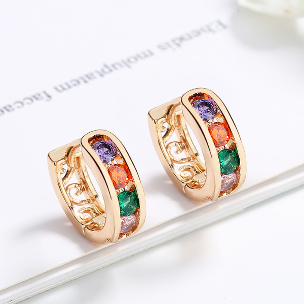 Custom Hoops Huggies Earring | Circular Zircon 18K Gold Plated Jewelry |  Woman Brass Earrings Bulk