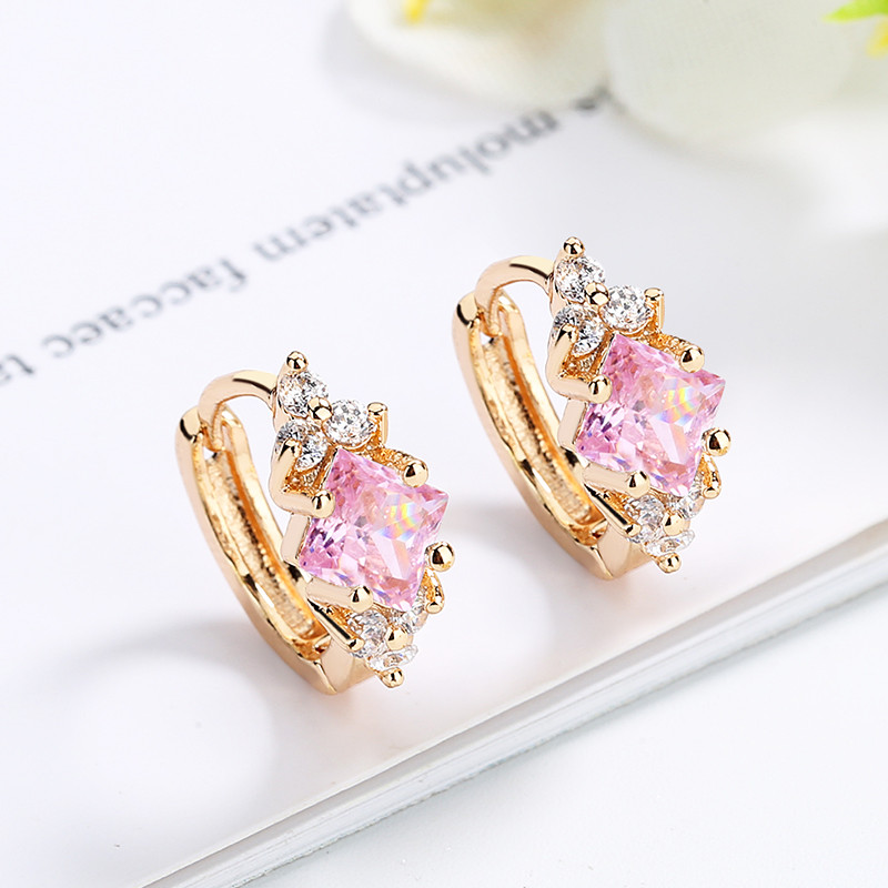 CZ rhombus Zircon Huggie Earrings 