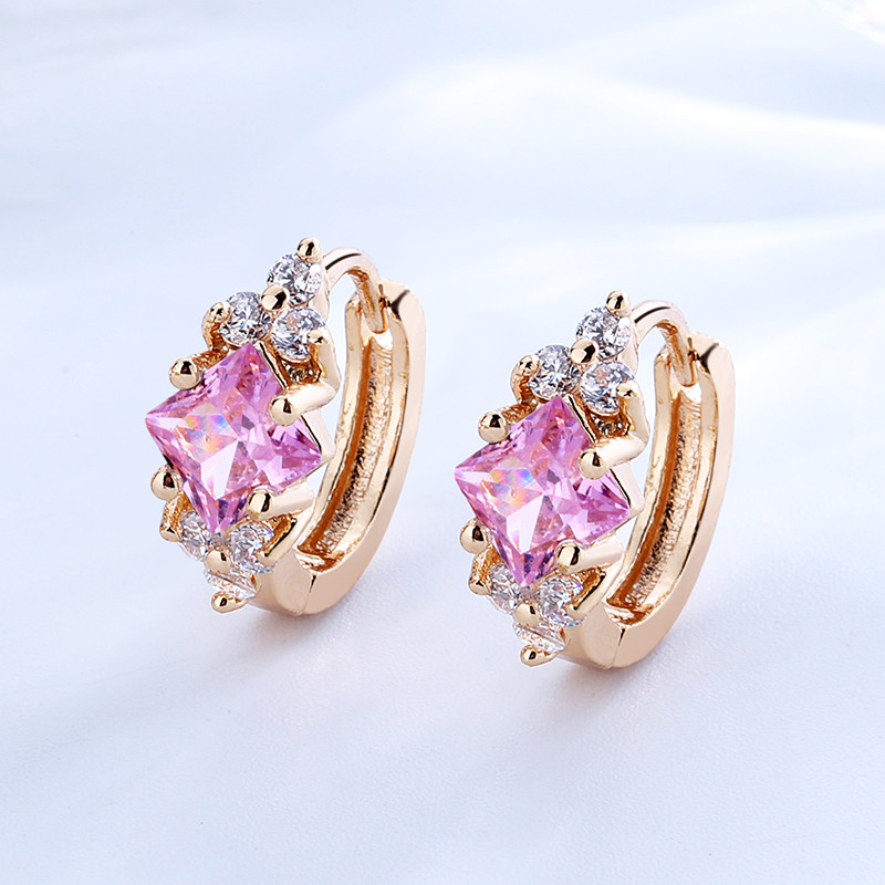 CZ rhombus Zircon Huggie Earrings 