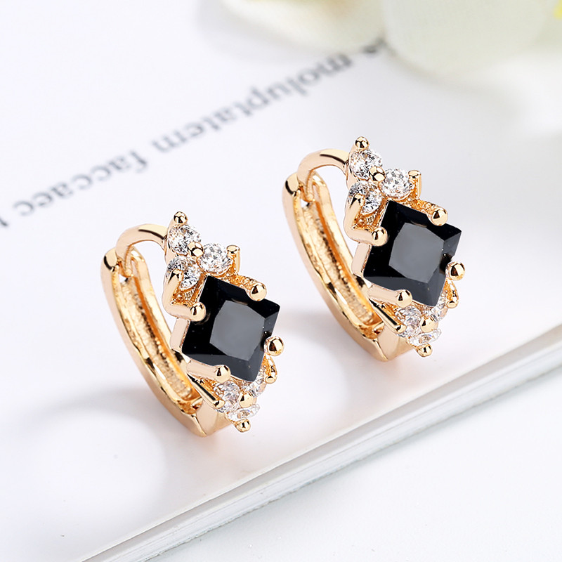 CZ rhombus Zircon Huggie Earrings 