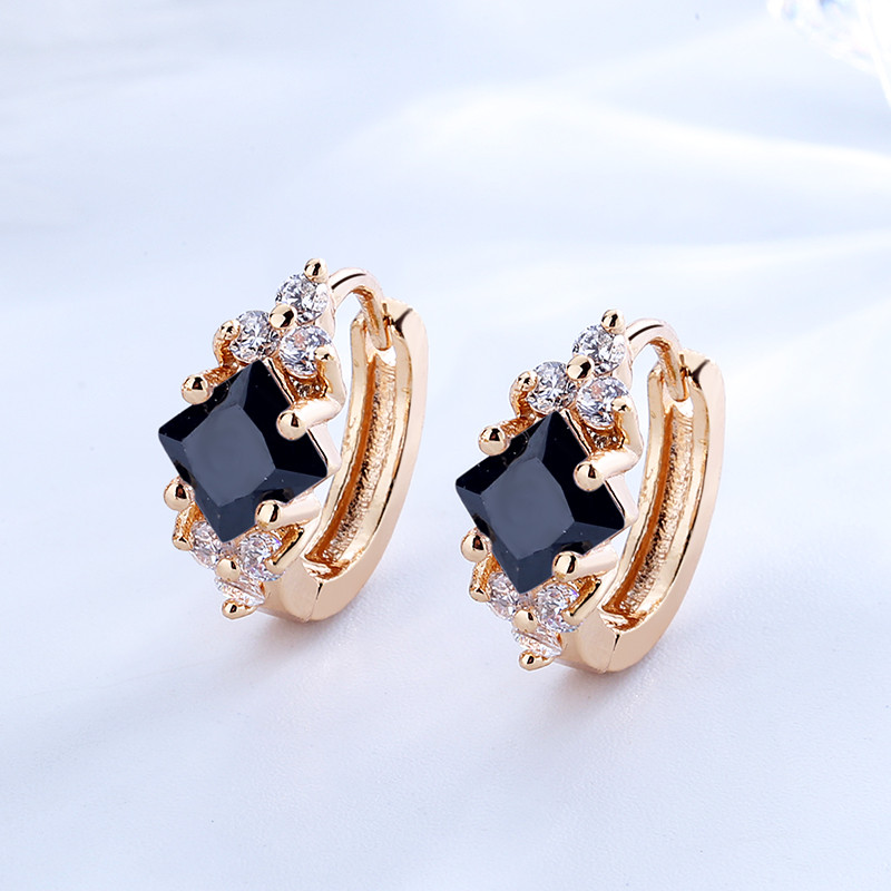 CZ rhombus Zircon Huggie Earrings 