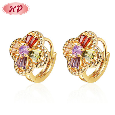 2023 Charms 18K Gold Plated | Four Leaf Clover Earrings | AAA Zirconia Jewelry | Women Bulk Wholesale Earrings For Bridal