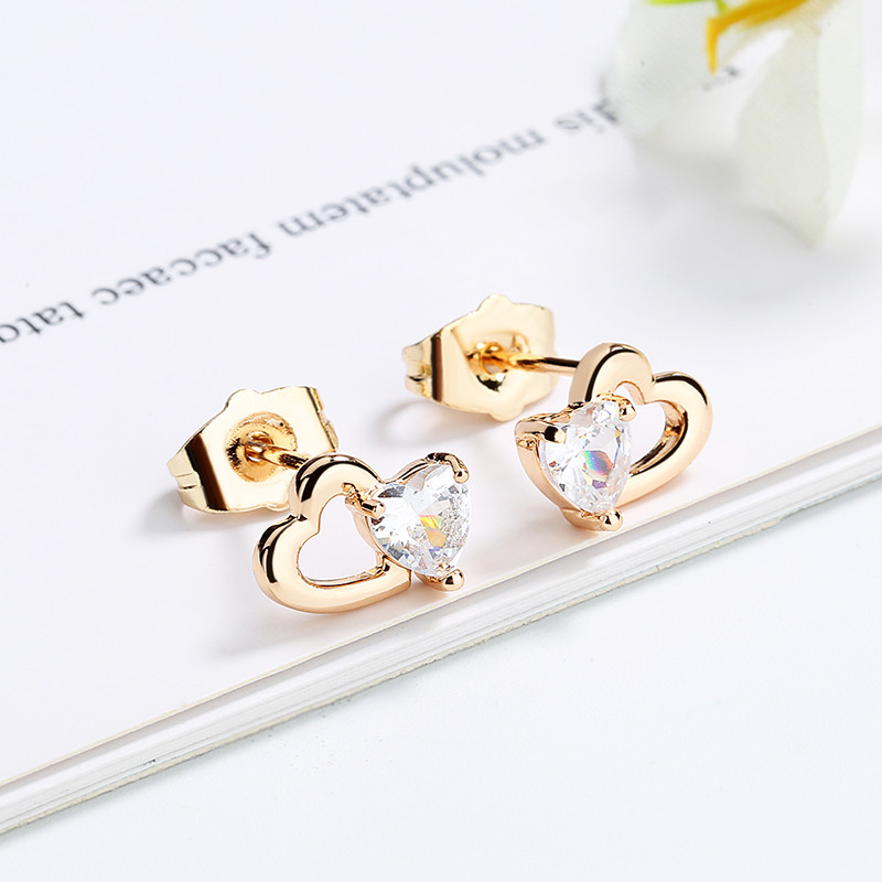 CZ heart shape Zircon Huggie Earrings