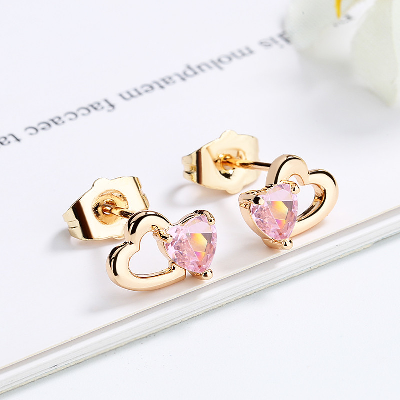 CZ heart shape Zircon Huggie Earrings